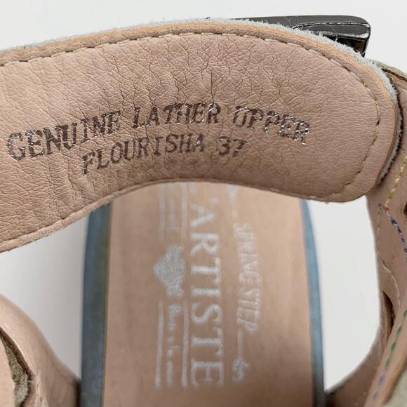 Spring Step L'Artiste Flourisha Caged Sandals Heels Blue Pink Womens 37 US 6.5 7 - Picture 6 of 11